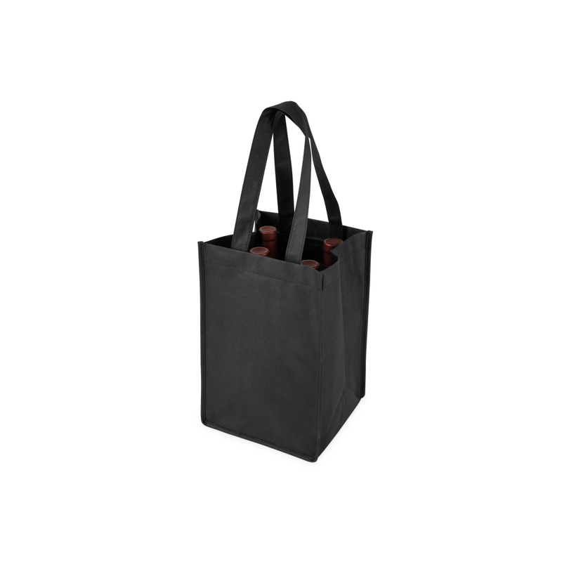 4 Bottle Wine Tote - Black