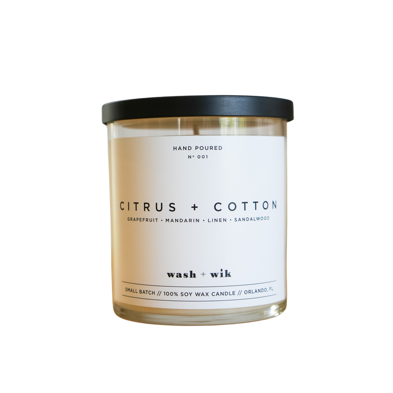 Wash & Wik Citrus & Cotton Candle